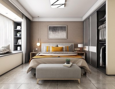 现代简约卧室3D模型下载